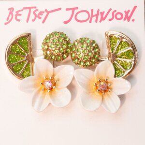 NWT Betsey Johnson Dogwood and Lime Slice Post Earrings